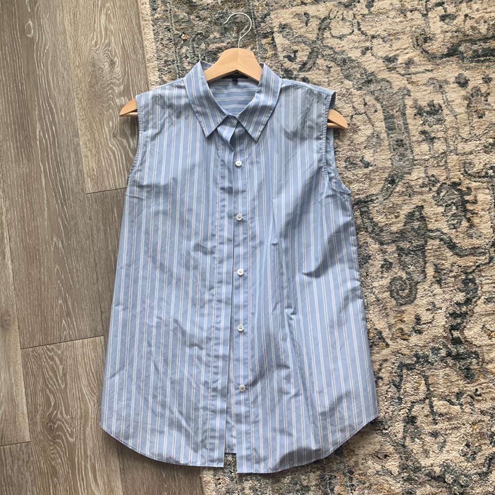 Theory Blue Striped Button Down Shirt